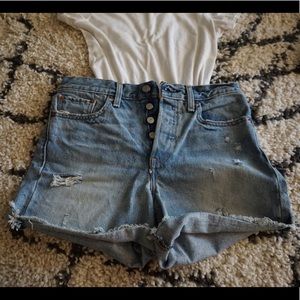 Free People high waisted Levi jean shorts